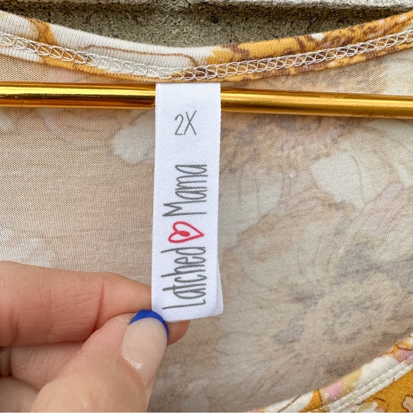 Latched Mama Floral Front Knot Nursing Maxi Dress Empire Waist Pockets 2X - Picture 3 of 10